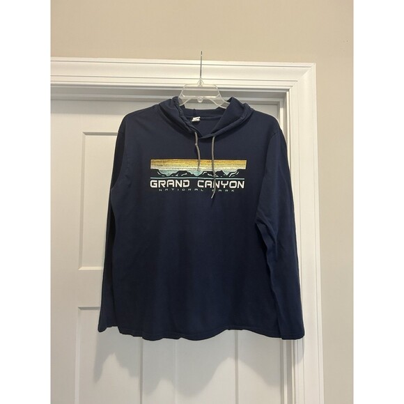 Pacific Mens Grand Canyon Navy Blue Long Sleeve Pullover T-shirt Hoodie Size XL - Picture 1 of 5